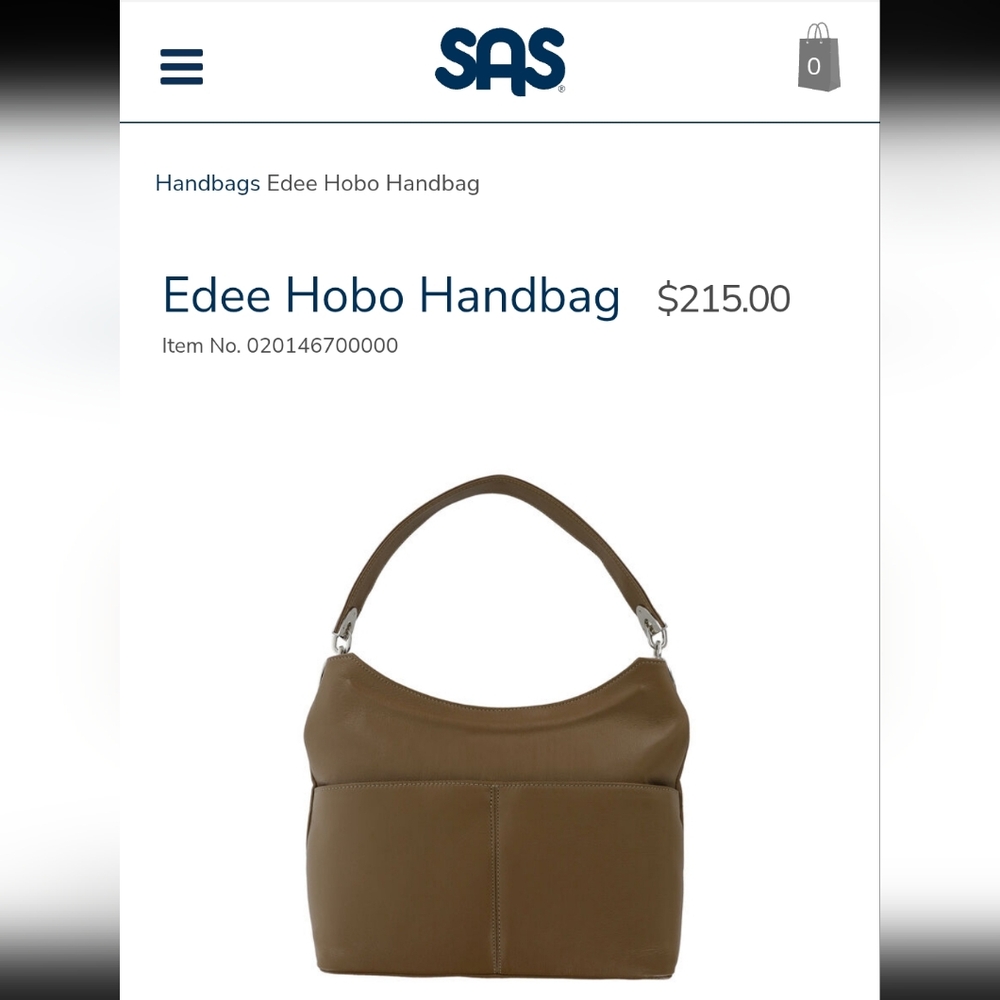 SAS Full Grain Cow Hide Leather Pig Skin Linning Edee Hobo Shoulder Bag